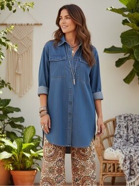 G-Star Women's Oversized Denim Button Down Shirt Fits Med-XL